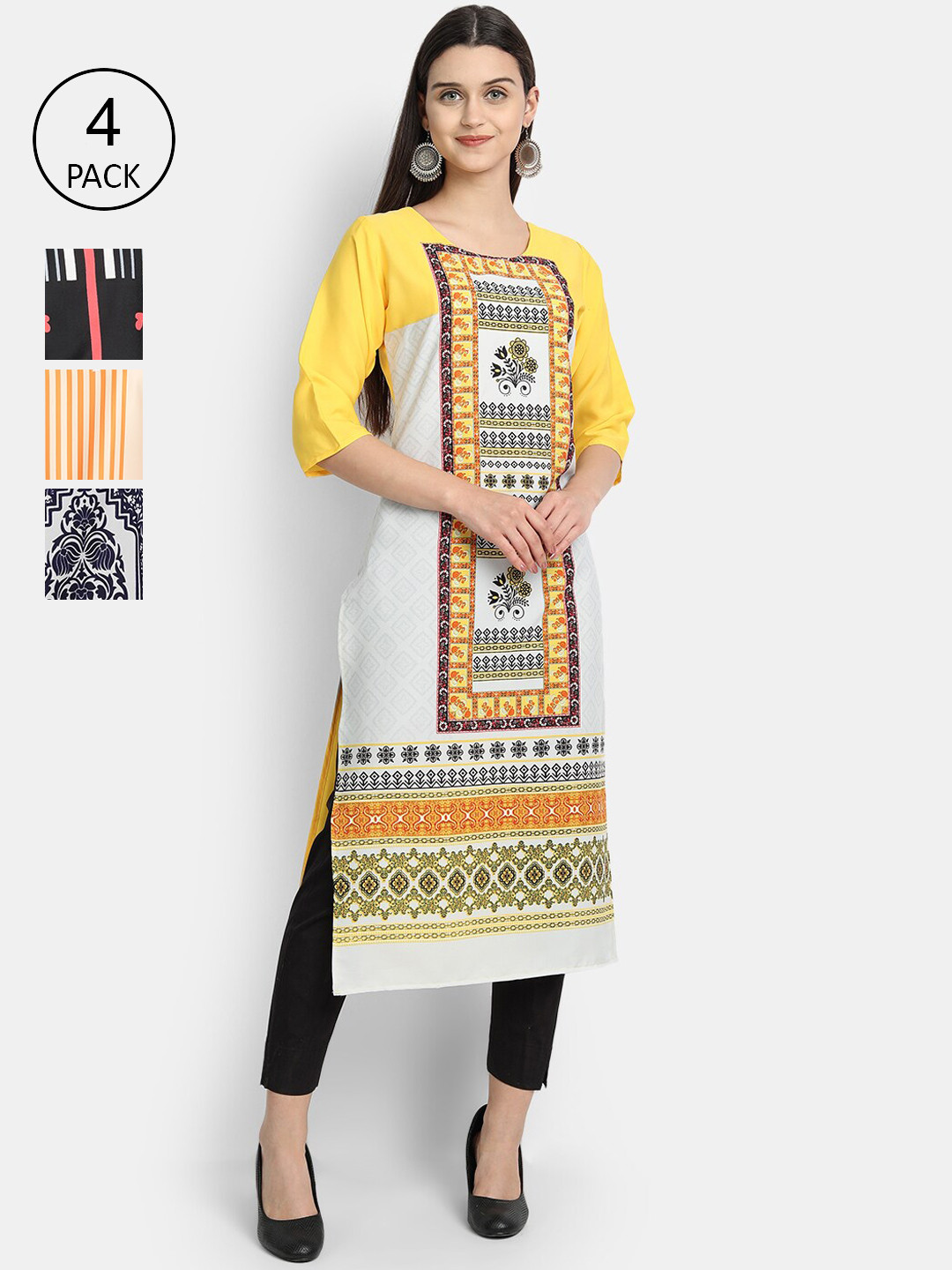 

Ethnic basket Women Multicoloured Floral Printed Crepe Kurta, Multi