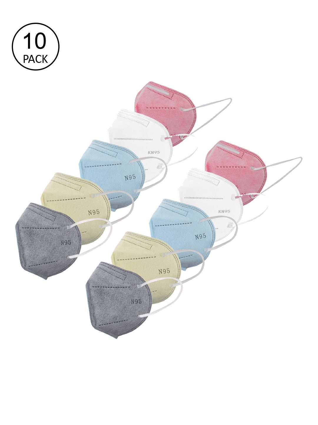 

Lioncrown Unisex Pack Of 10 Solid 5-Ply Anti-Pollution N95 Masks, Blue