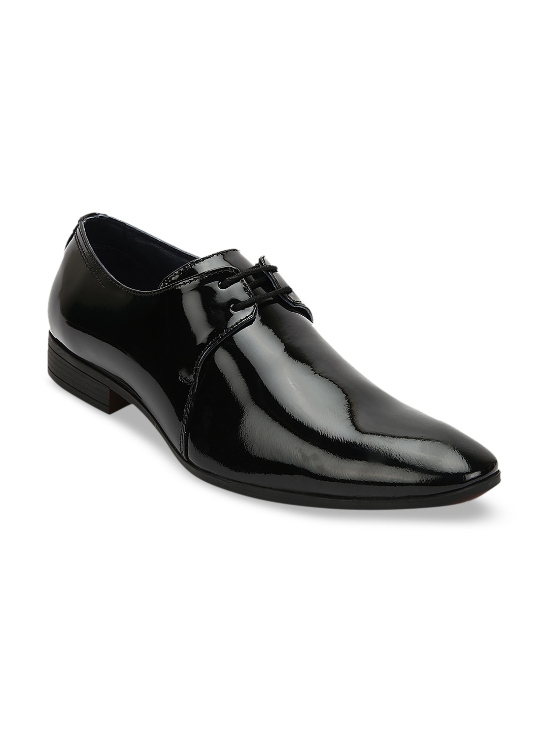 

Teakwood Leathers Men Black Solid Leather Formal Derbys
