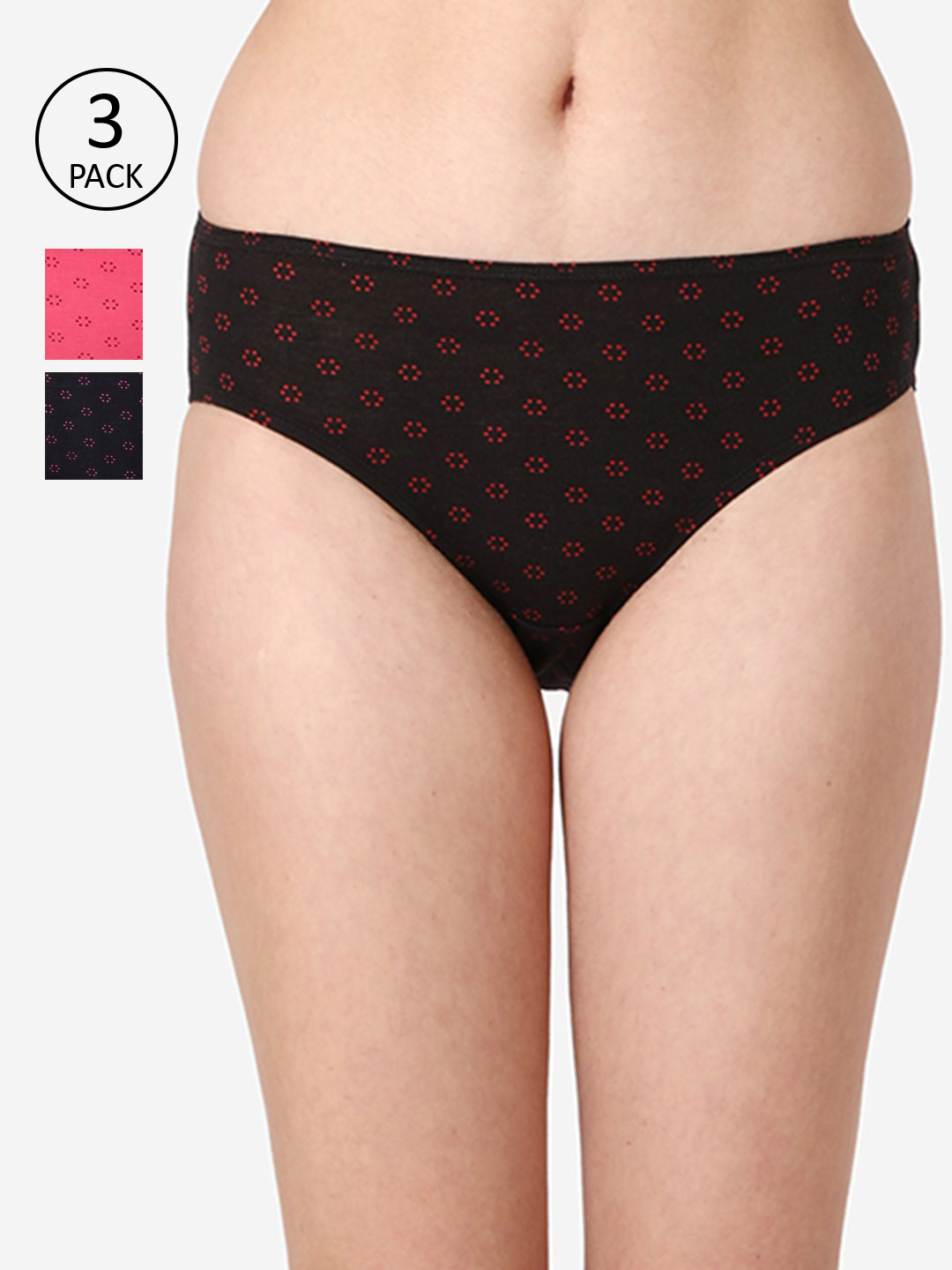 

Vami Women Pack Of 3 Assorted Cotton Hipster Briefs VM12002