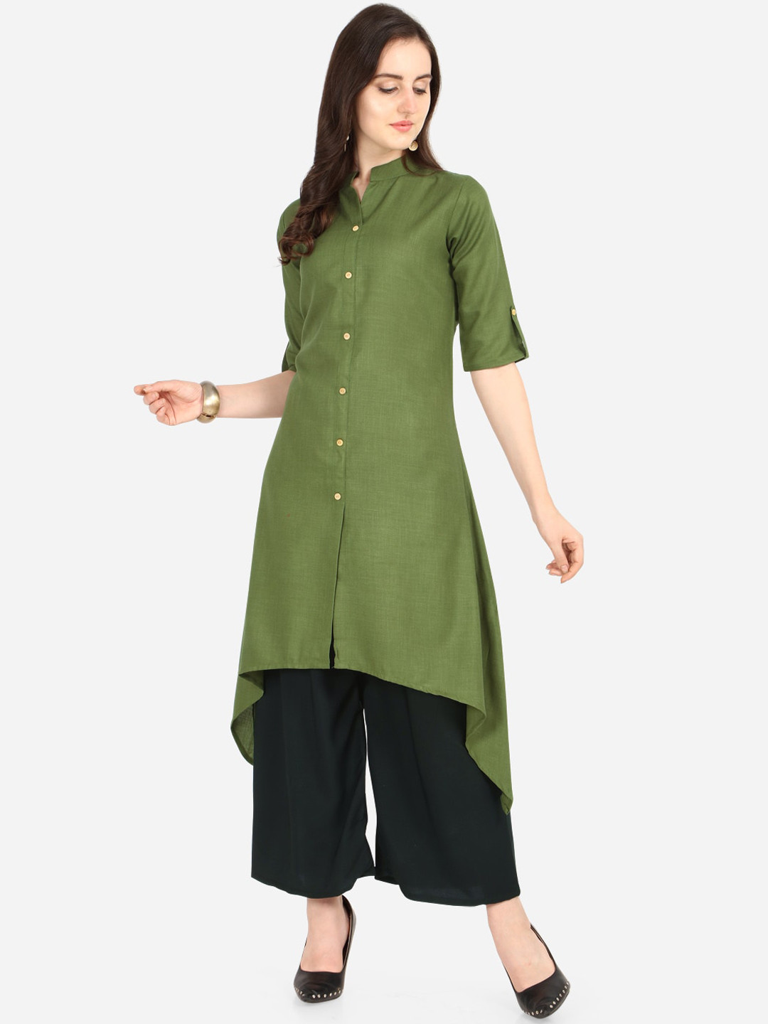

Florence Women Green & Black Regular A-Line Kurta with Palazzos