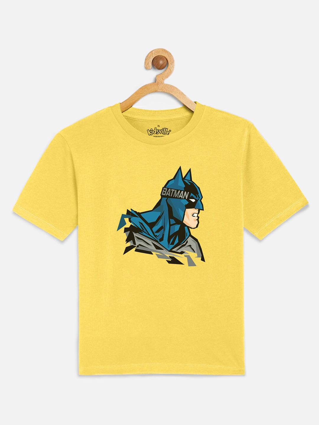 

Kids Ville Boys Yellow Batman Printed Round Neck Pure Cotton T-shirt