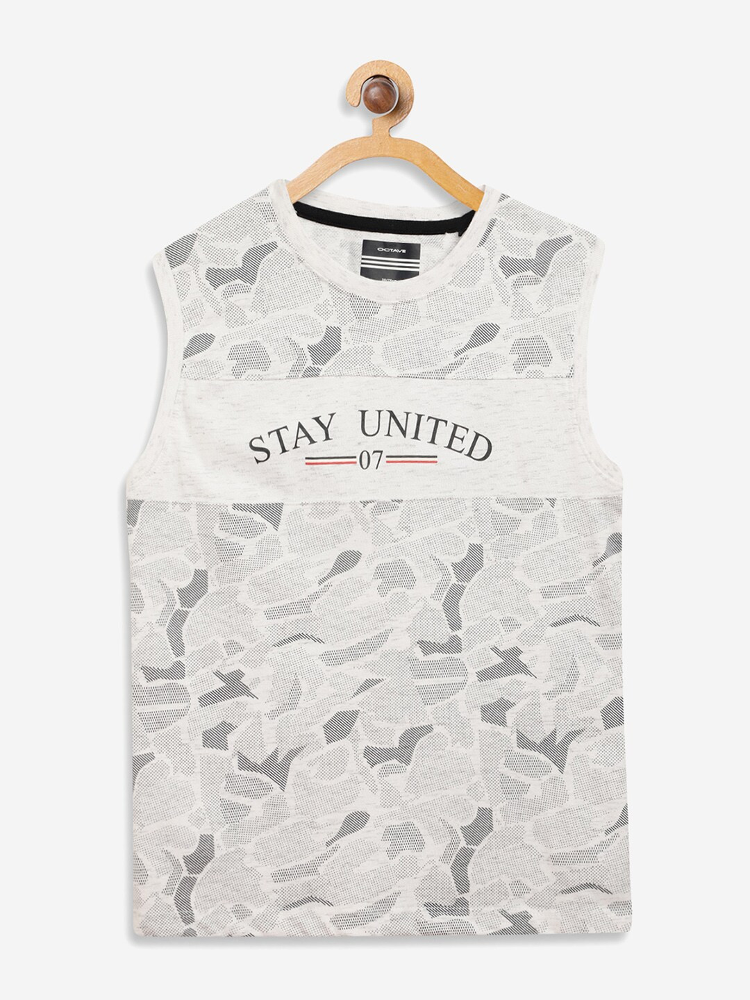 

Octave Boys Off-White Printed Round Neck Cotton Pure Cotton T-shirt