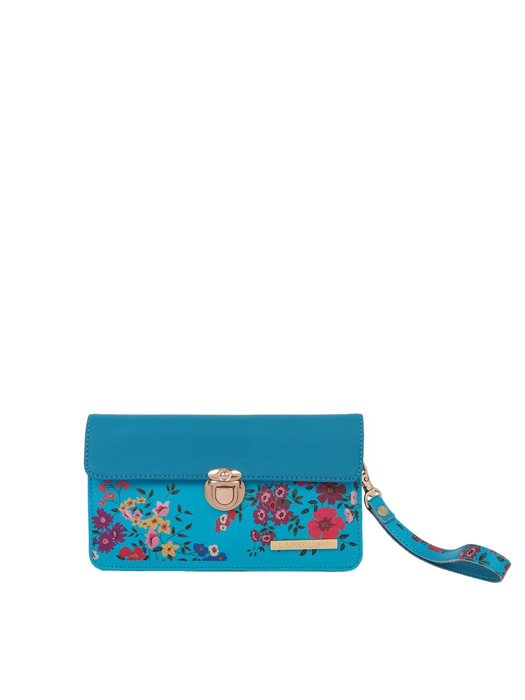 

Lapis O Lupo Blue Printed Foldover Clutch