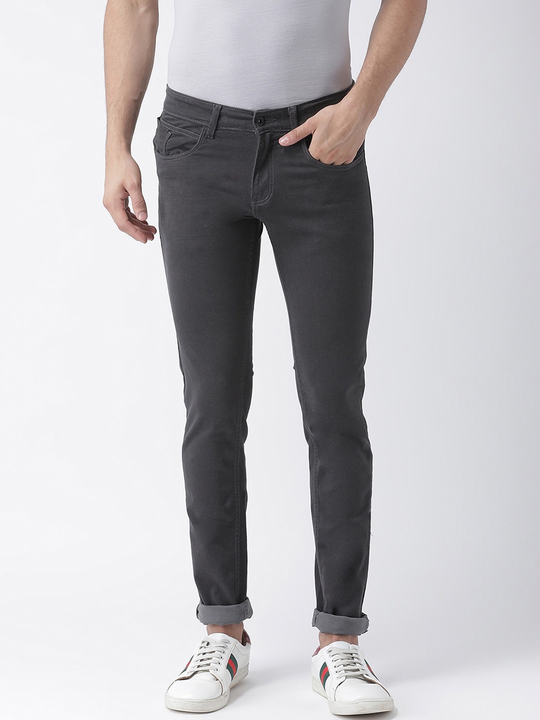 

Rex Straut Jeans Men Grey Slim Fit Mid-Rise Jeans