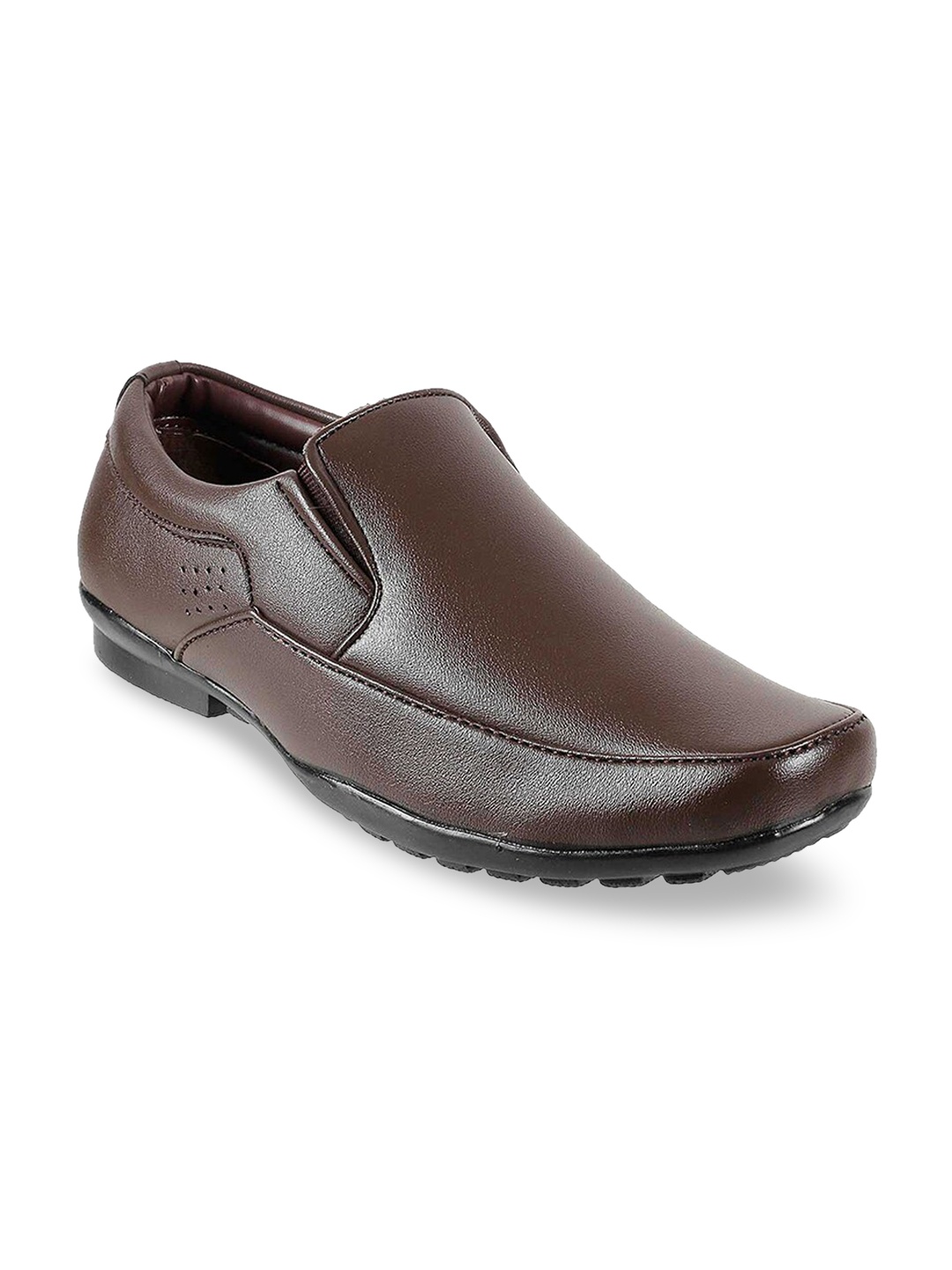 

WALKWAY by Metro Men Brown Textured Formal Slip-Ons