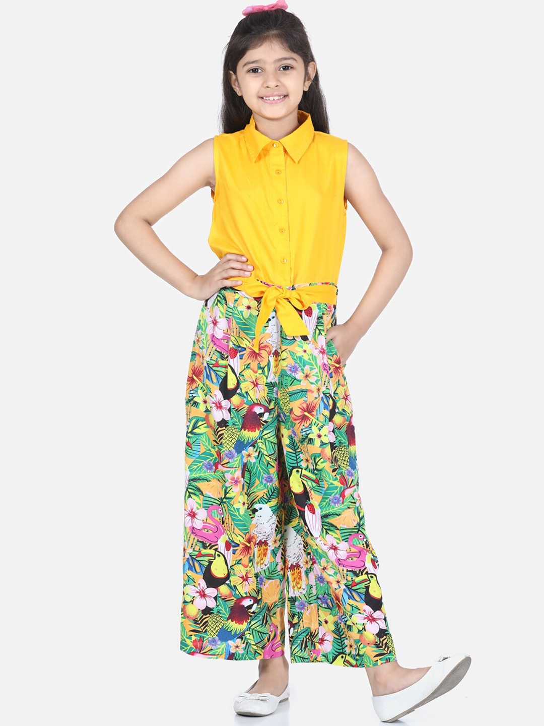 

StyleStone Girls Yellow & Green Printed Two-Piece Jumpsuit