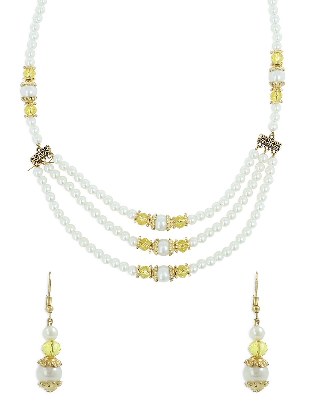 

AKSHARA Gold-Plated Yellow & White Handcrafted Jewellery Set