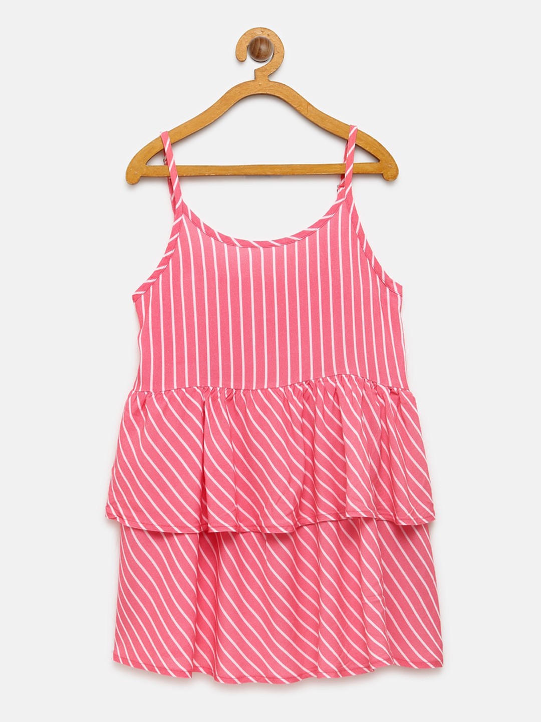 

Pepe Jeans Coral & White Striped Layered A-Line Top