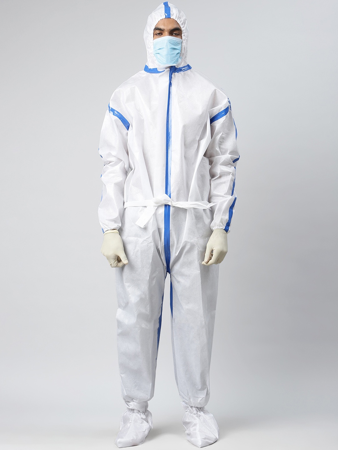 

HOUSE OF KKARMA Women White & Blue Solid PPE KIT