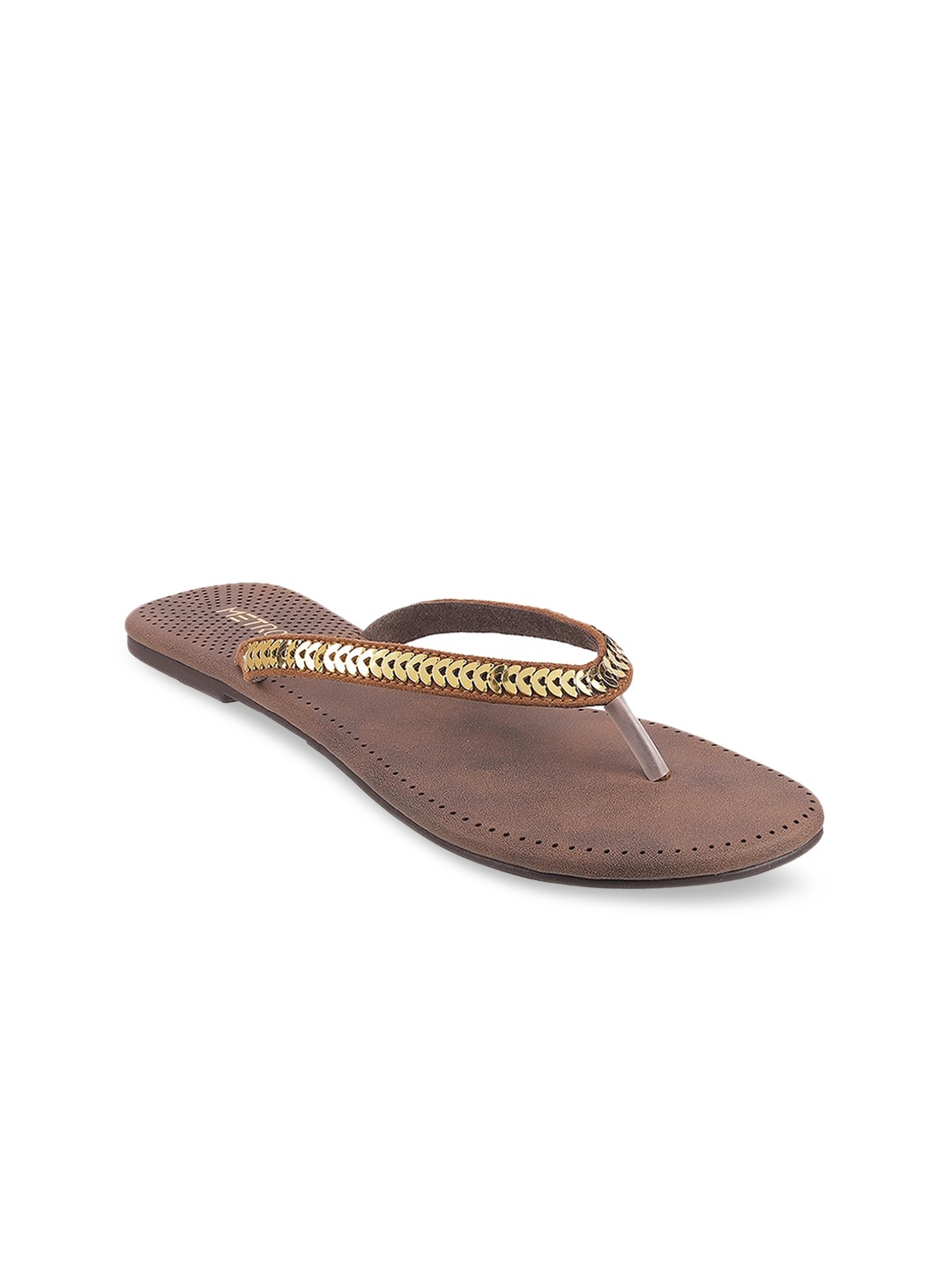 

Metro Women Tan Colourblocked Flats Open Toe Flats, Brown