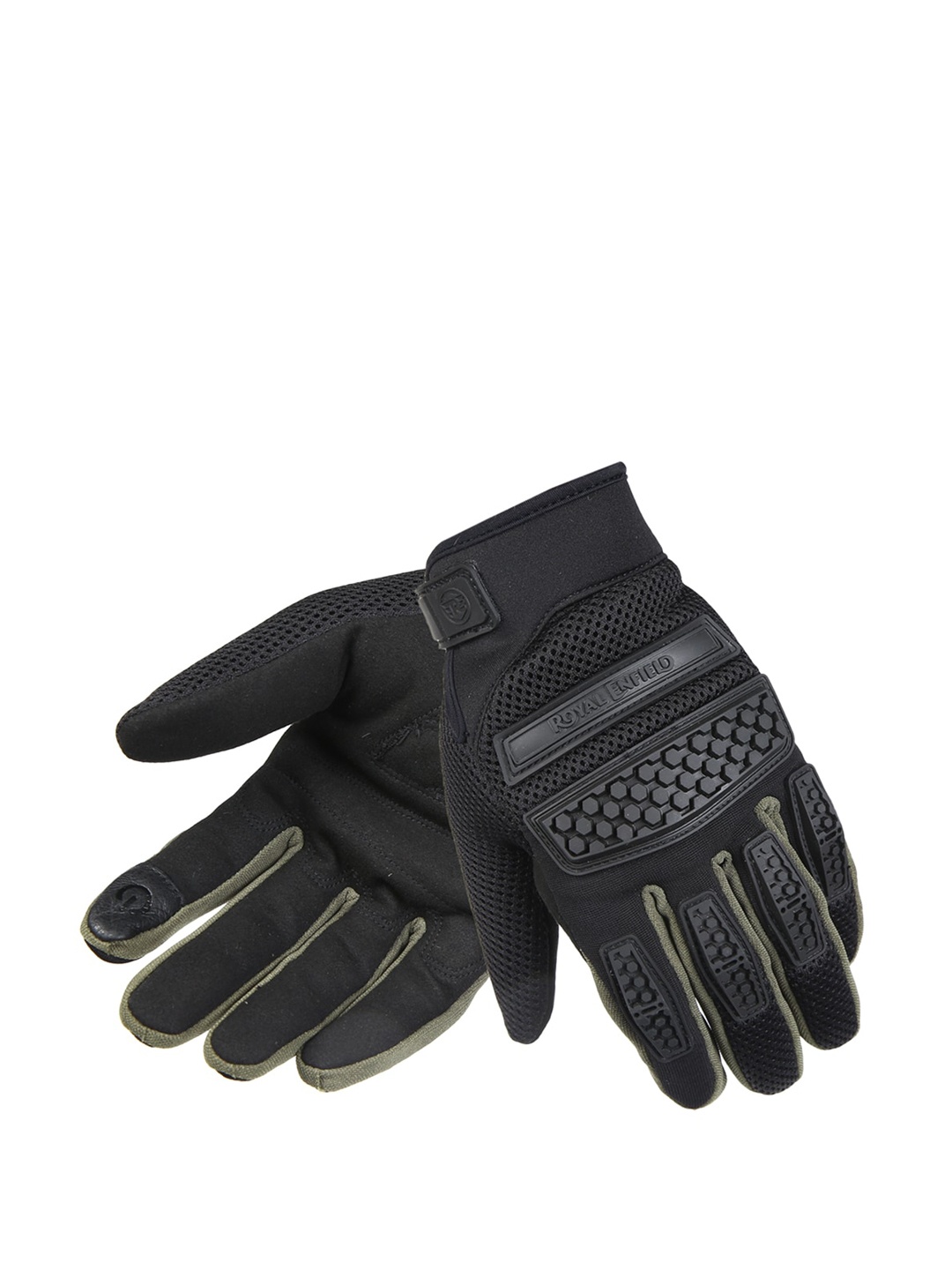 Royal Enfield Men Black & Olive Green Solid Urban Hustler Rover V3 Riding Gloves