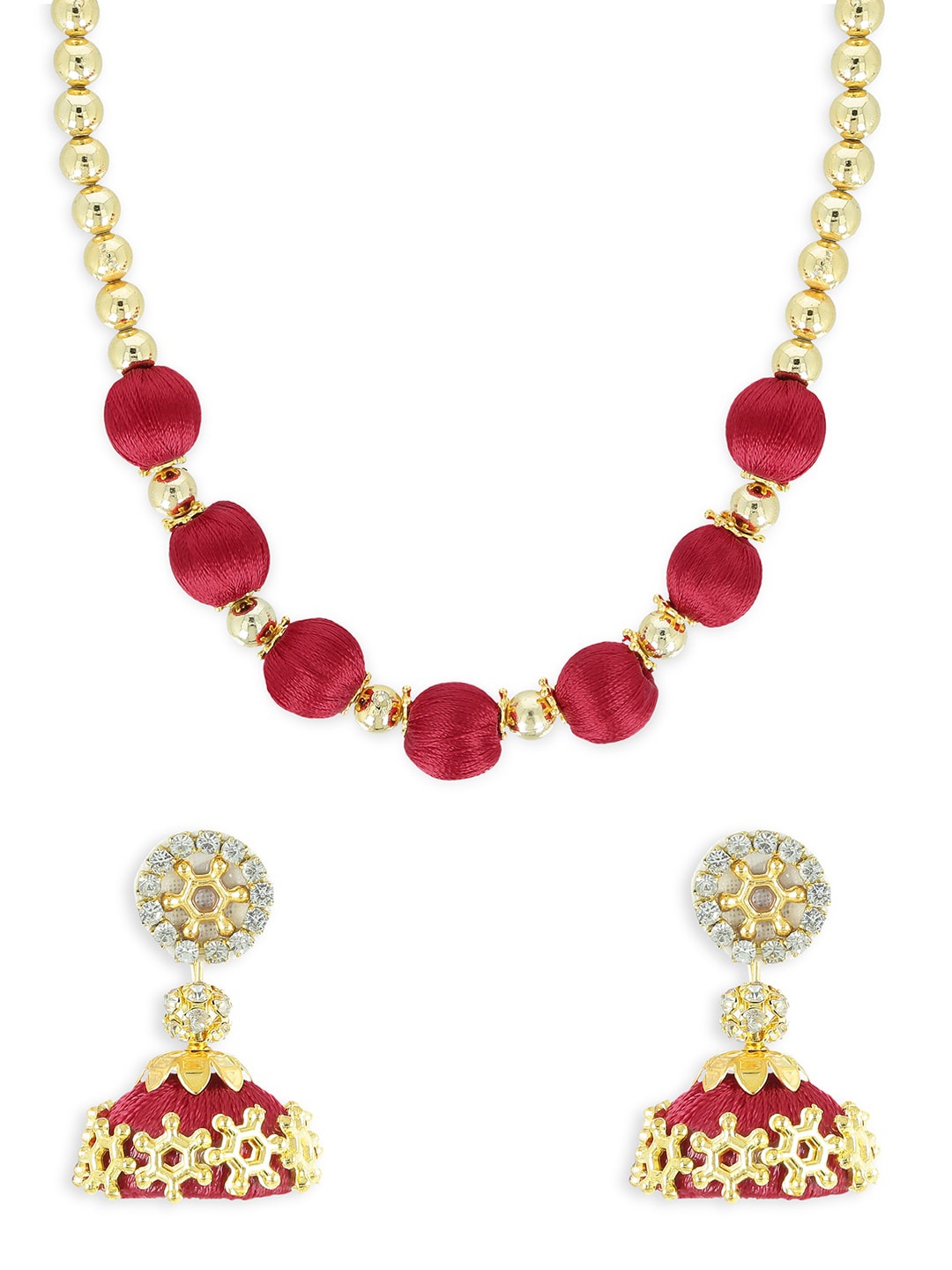 

AKSHARA Gold-Plated Red Handcrafted Jewellery Set