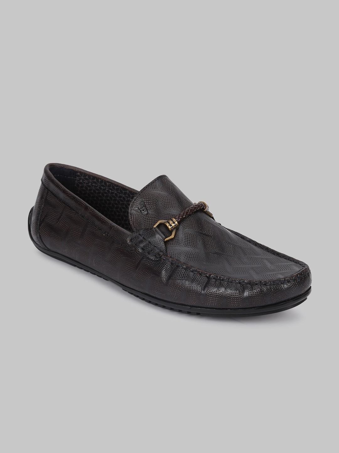 

V8 by Ruosh Men Brown Textured Leather Loafers, Blue