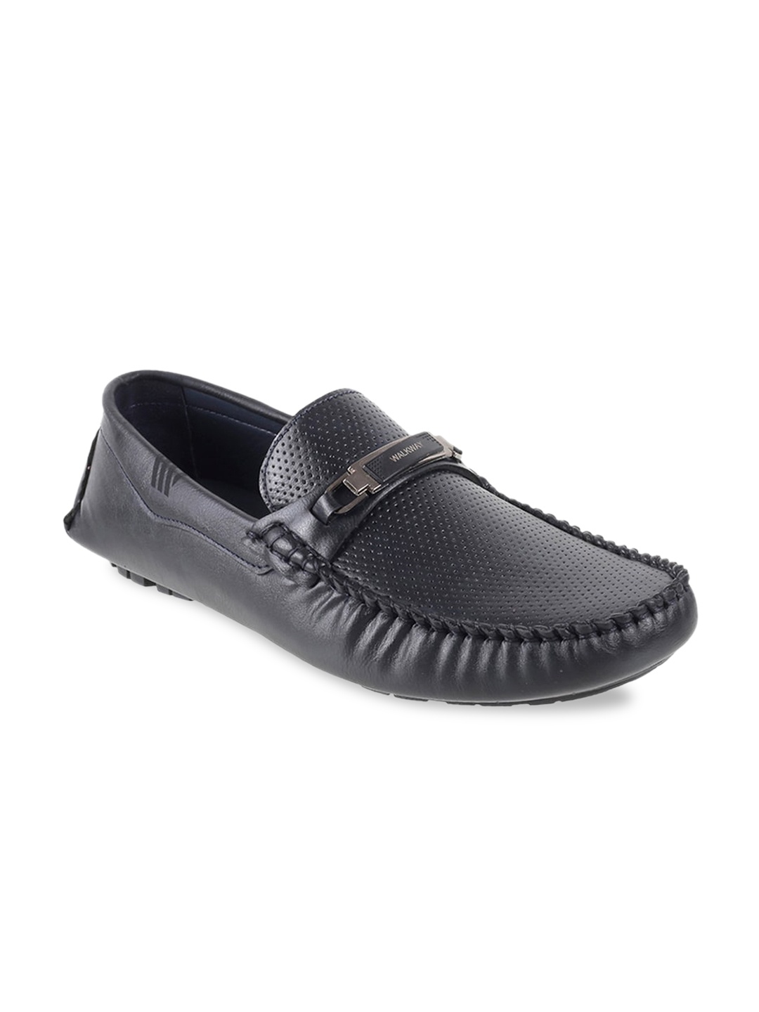 

WALKWAY by Metro Men Navy Blue Perforated Horsebit Loafers
