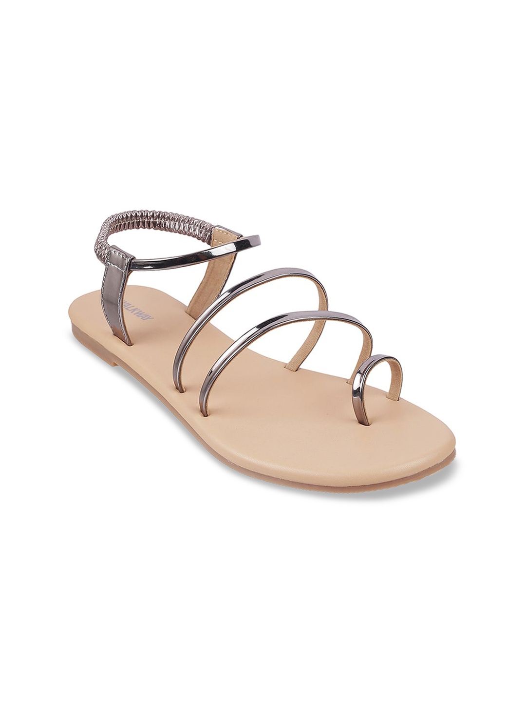 

WALKWAY by Metro Women Gunmetal Toned Solid One Toe Flats, Metallic