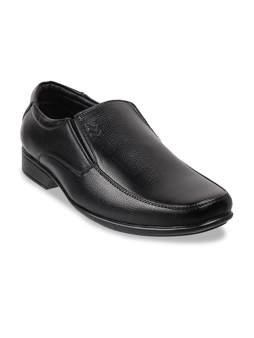 

WALKWAY by Metro Men Black Textured Formal Slip-Ons