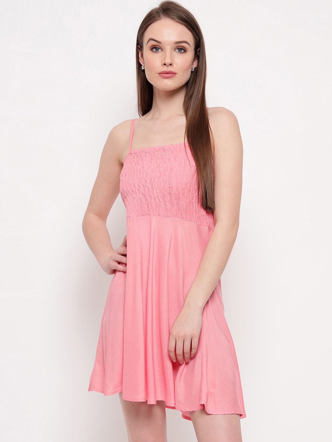

Aawari Women Pink Solid Fit & Flare Dress