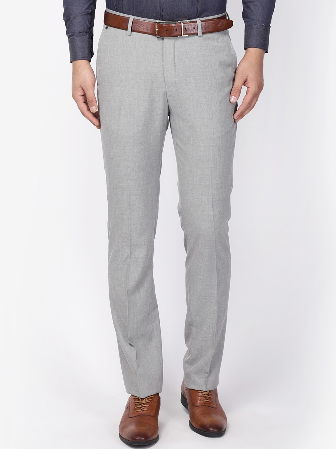 

Blackberrys Men Grey Regular FitB-90 Regular Fit Solid Formal Trousers