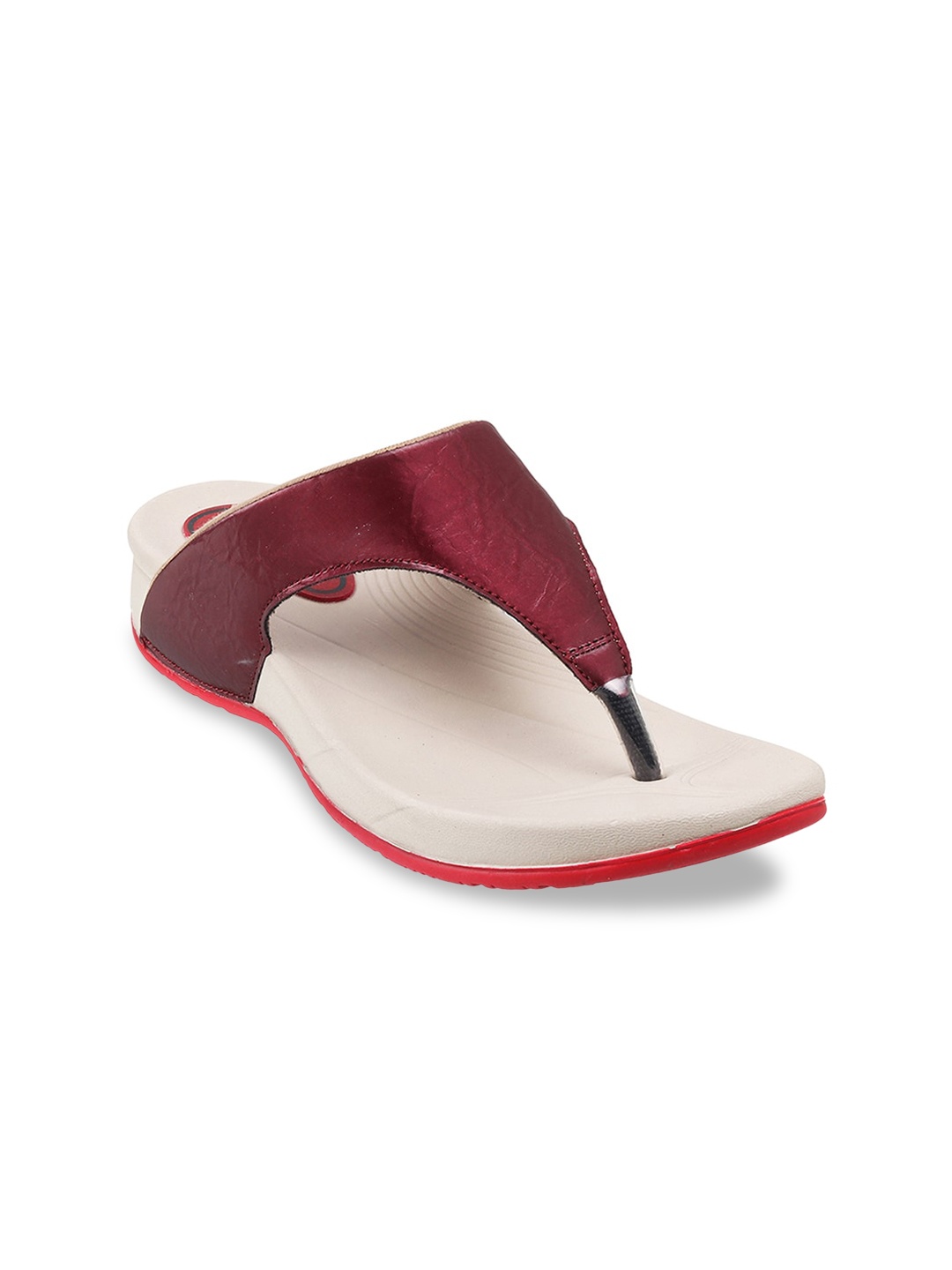 

WALKWAY by Metro Women Maroon Textured Comfort Heels