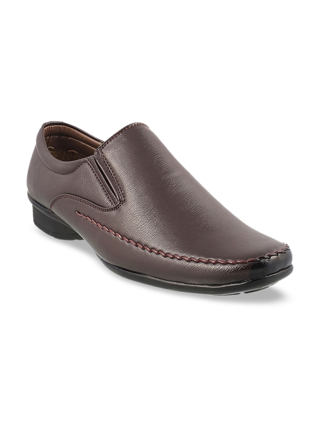 

WALKWAY by Metro Men Brown Textured Formal Slip-Ons