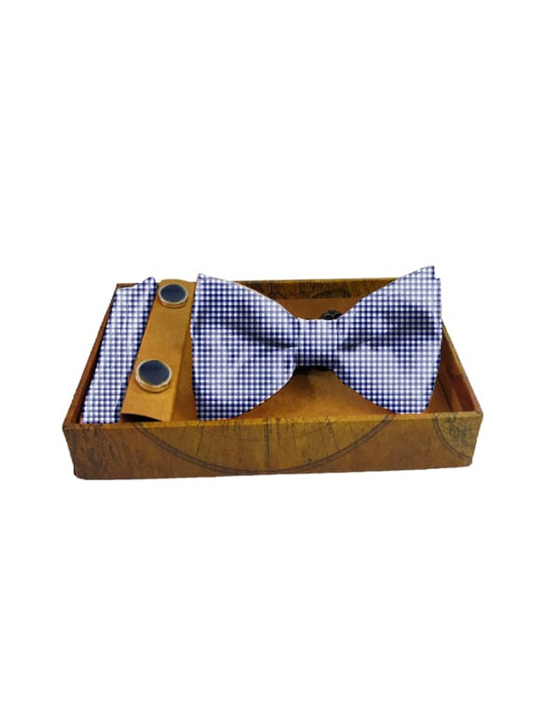 

Blacksmith Men Blue & White Checked Pure Satin Accessory Gift Set