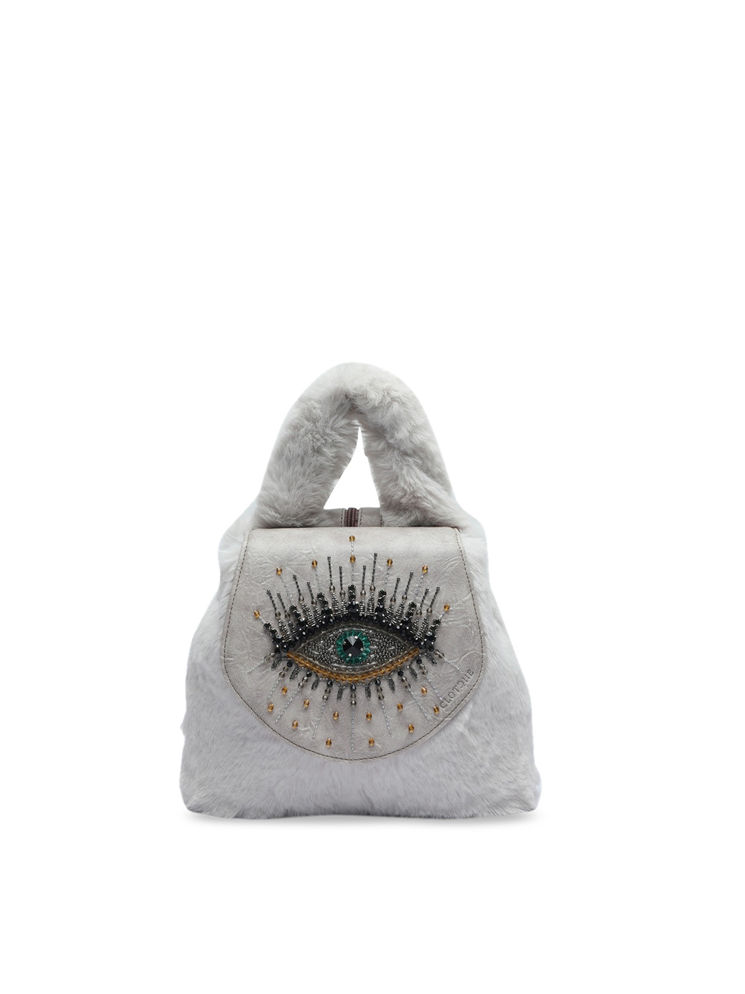 

Clotche Grey Eye Embellished Hand Bag