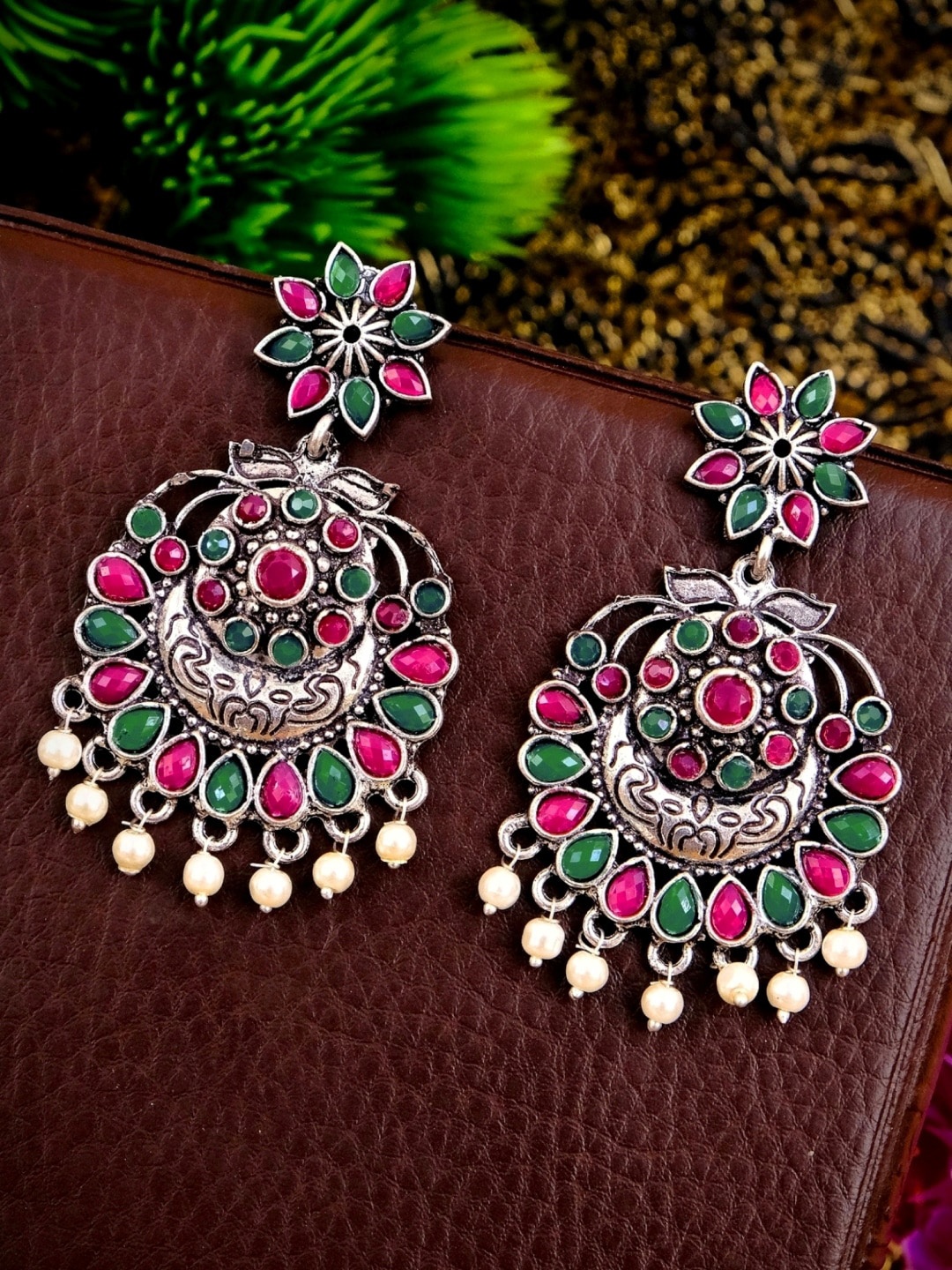 

Crunchy Fashion Multicoloured Contemporary Chandbalis, Multi