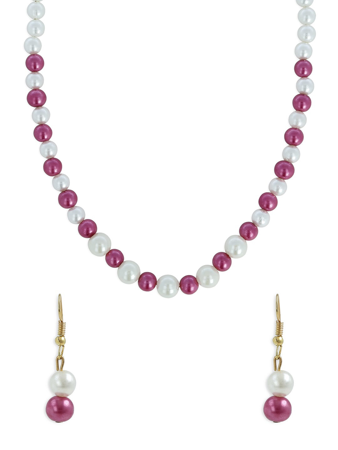 

AKSHARA Gold-Plated Pink & White Beaded Handcrafted Jewellery Set