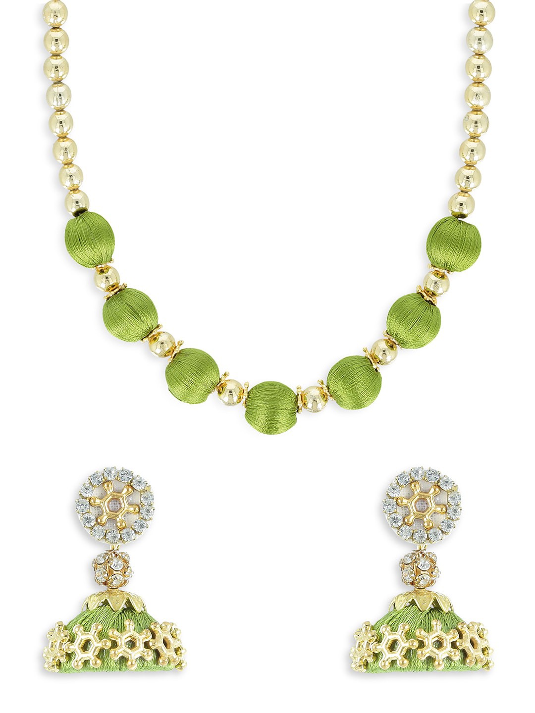 

AKSHARA Gold-Plated Green Handcrafted Jewellery Set