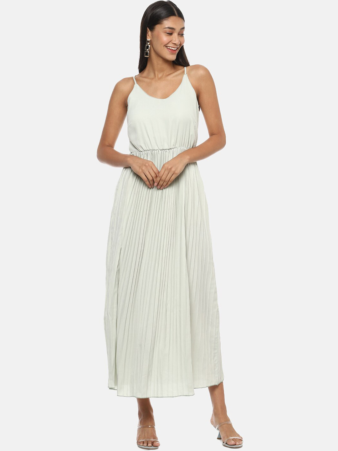 

Campus Sutra Green Striped Maxi Dress