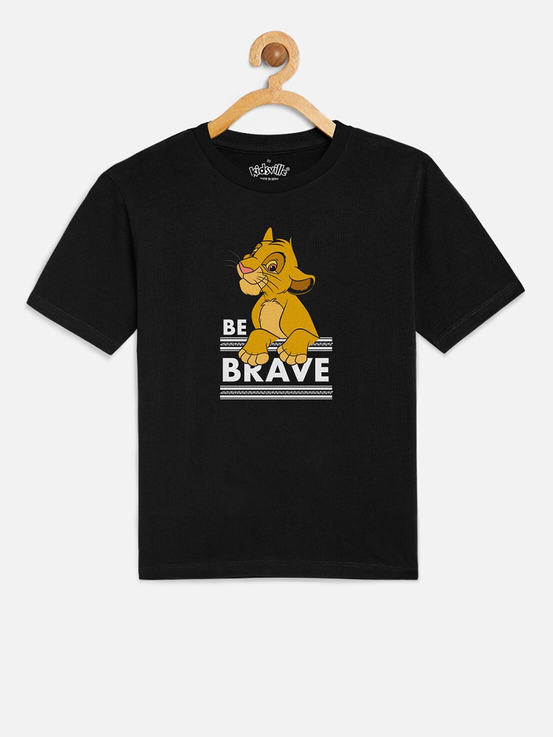 

Kids Ville Boys Black Lion King Printed Round Neck Pure Cotton T-shirt