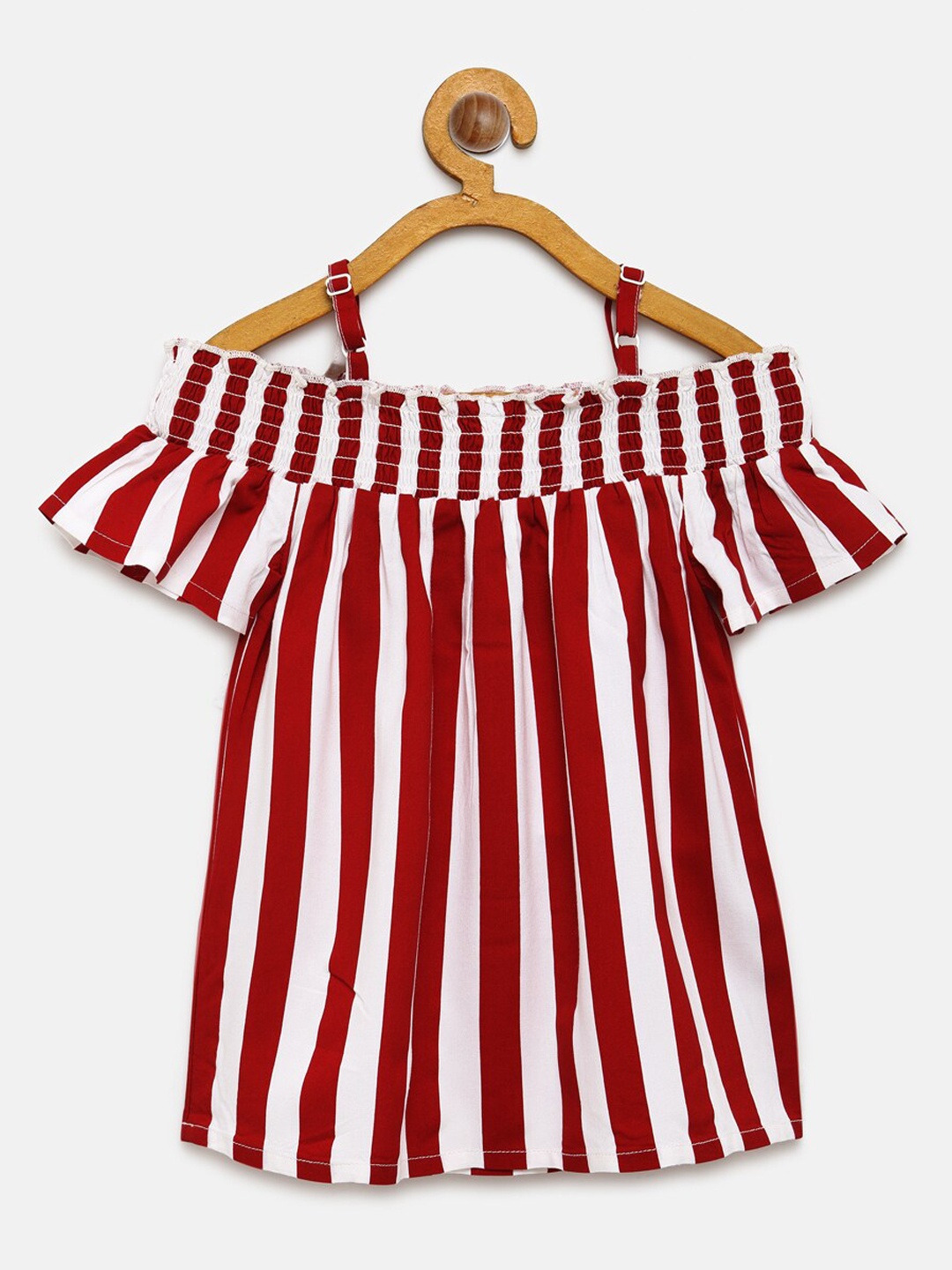 

Pepe Jeans Red & White Striped Flared Sleeves BardotTop