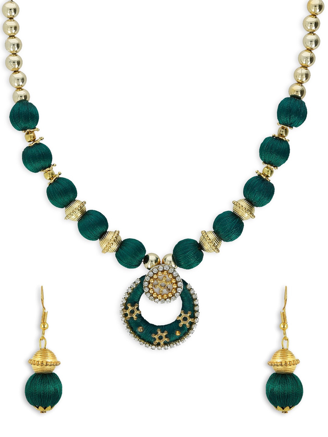 

AKSHARA Gold-Plated Green Beaded Handcrafted Jewellery Set