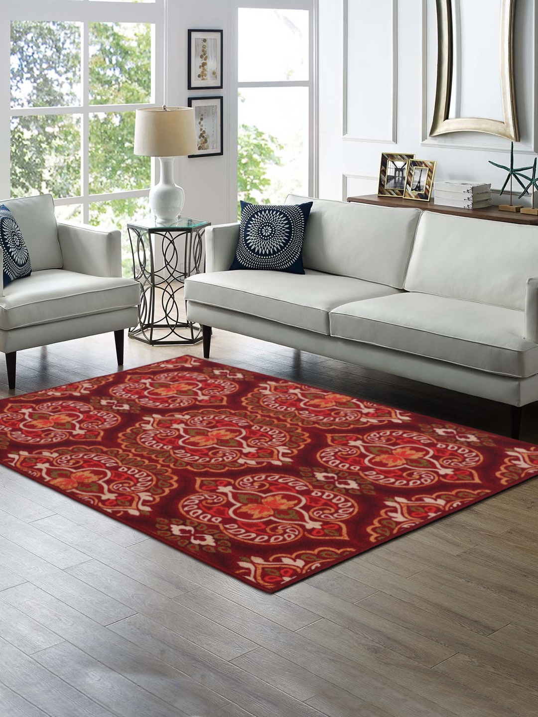 

RUGSMITH Red & Beige Digital Printed Anti-Skid Carpet