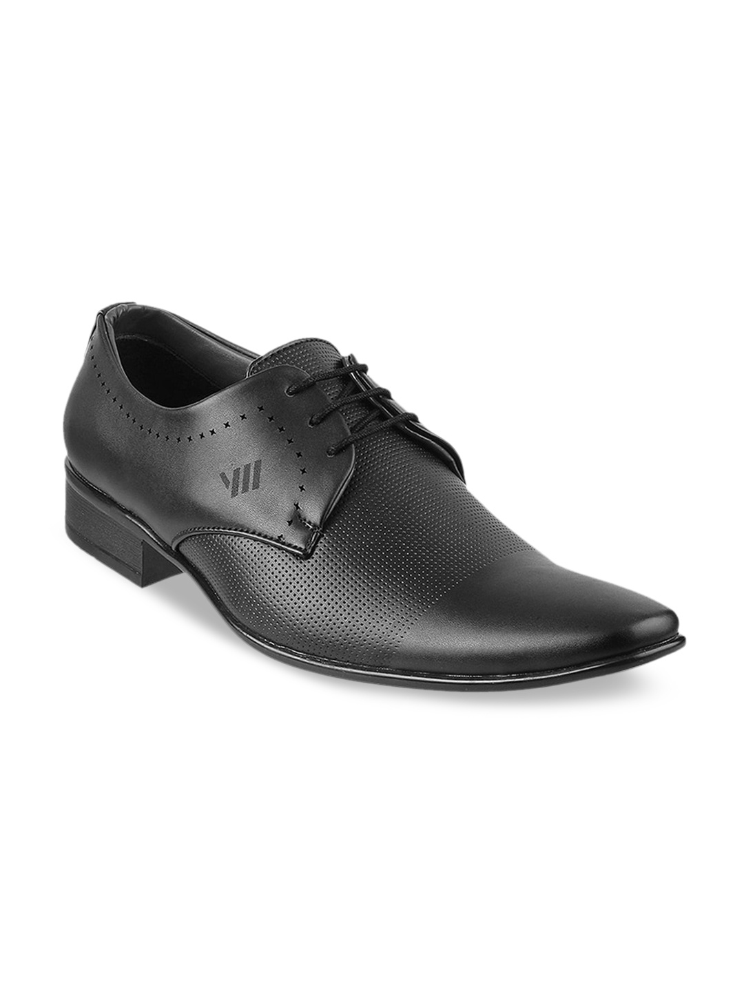 

WALKWAY by Metro Men Black Textured Formal Derbys