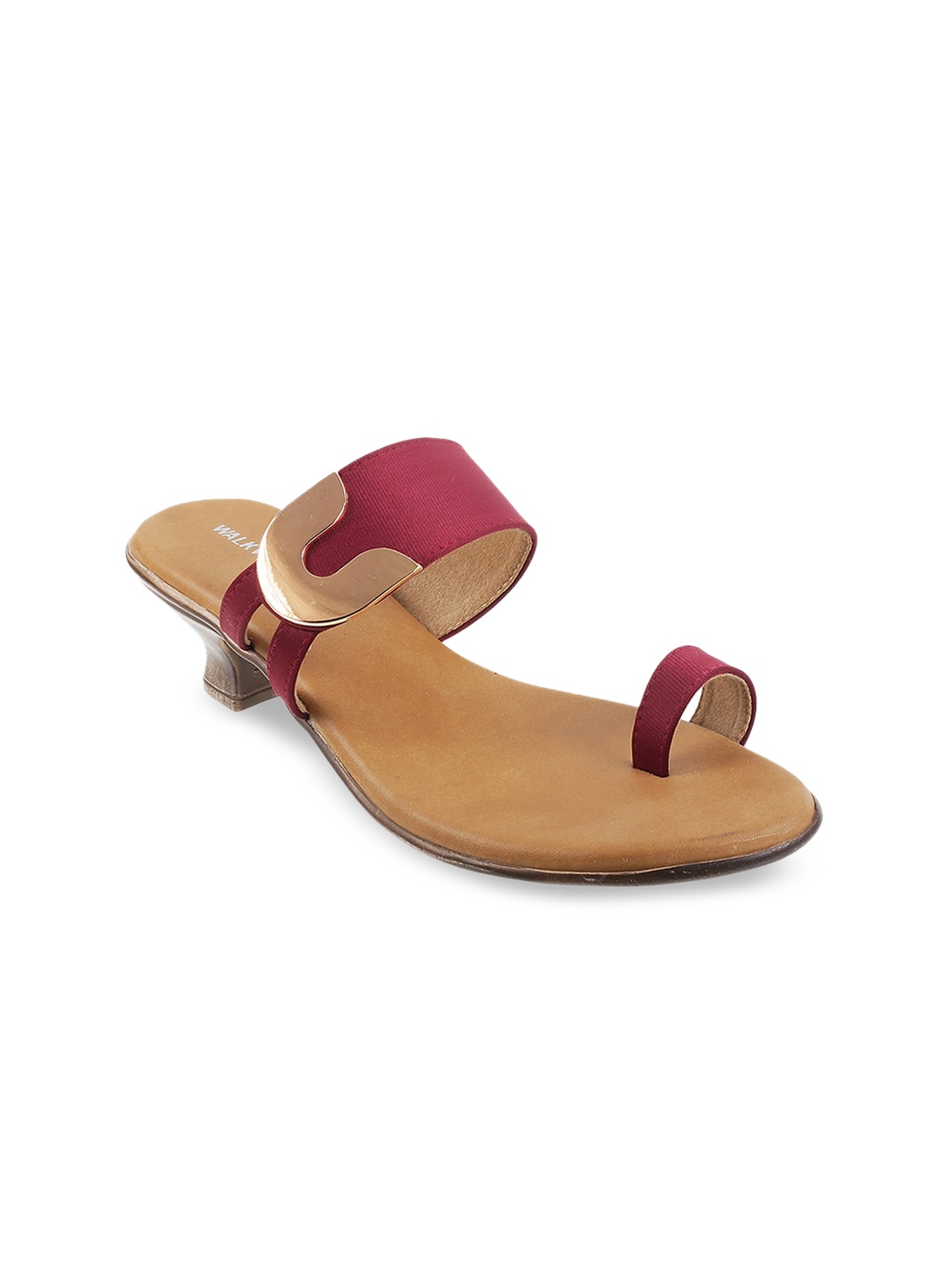 

WALKWAY by Metro Women Maroon & Gold-Toned Solid Kitten Heels