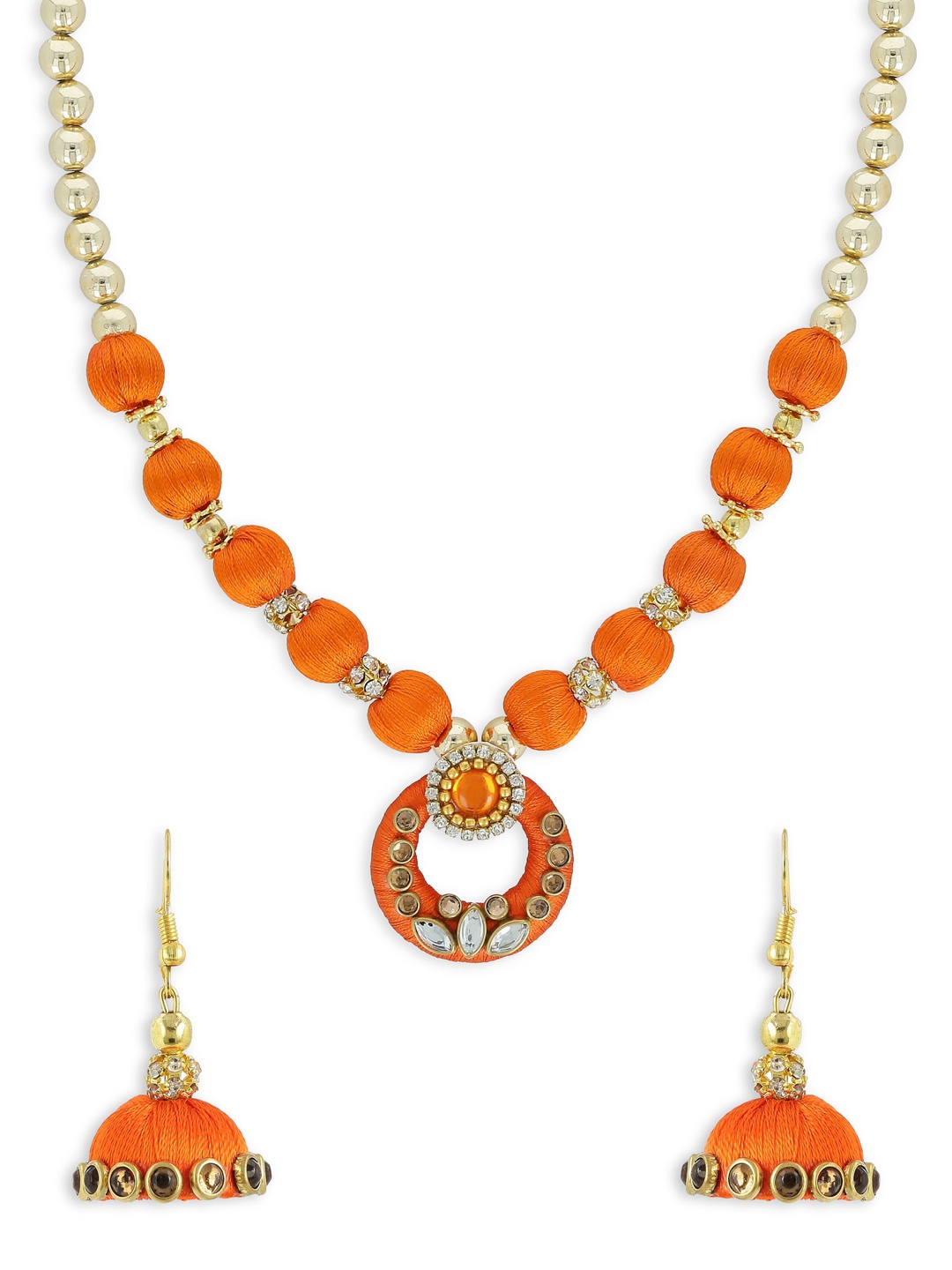 

AKSHARA Gold-Plated Orange Handcrafted Jewellery Set