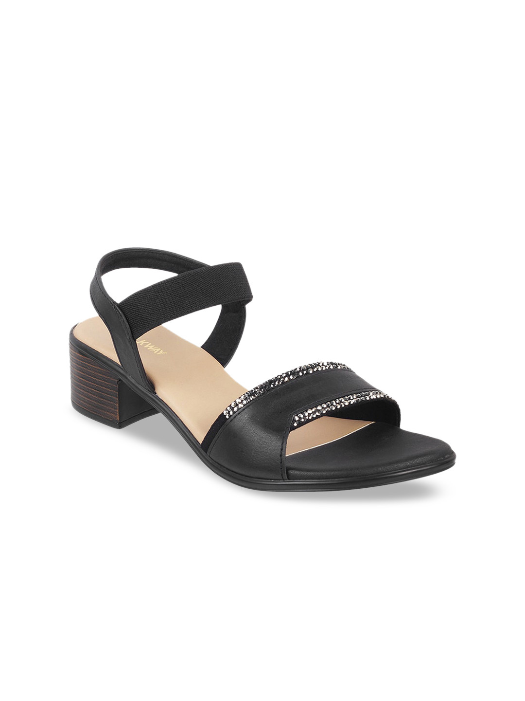 

WALKWAY by Metro Women Black Solid Block Heels with Embellished Detail