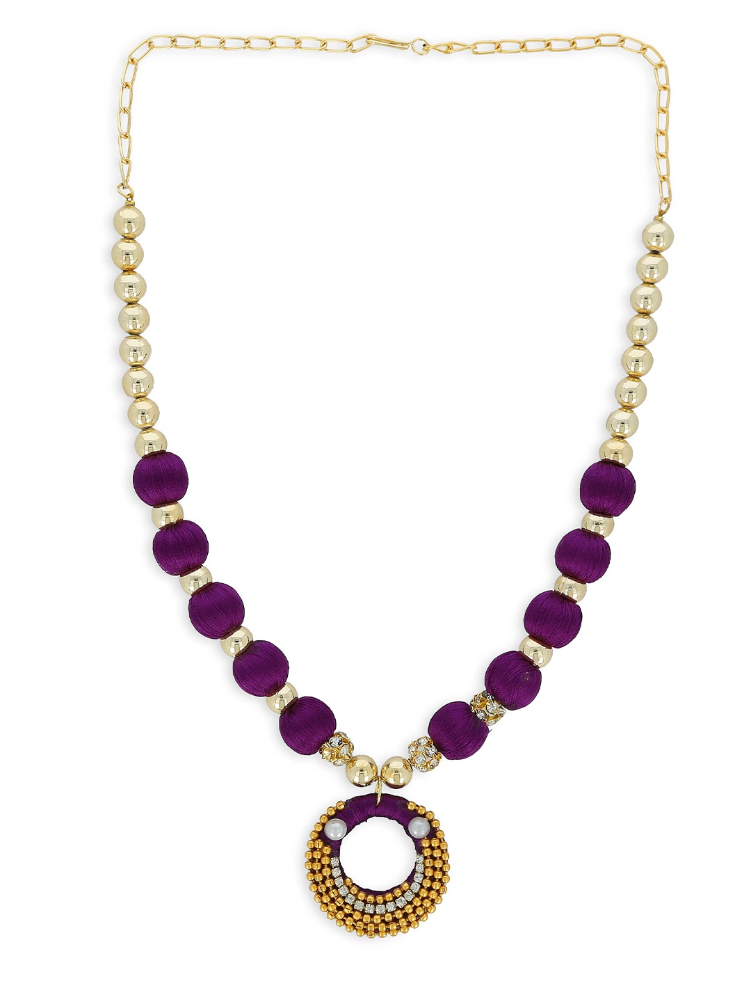 

AKSHARA Girls Gold-Toned & Purple Alloy Gold-Plated Handcrafted Necklace
