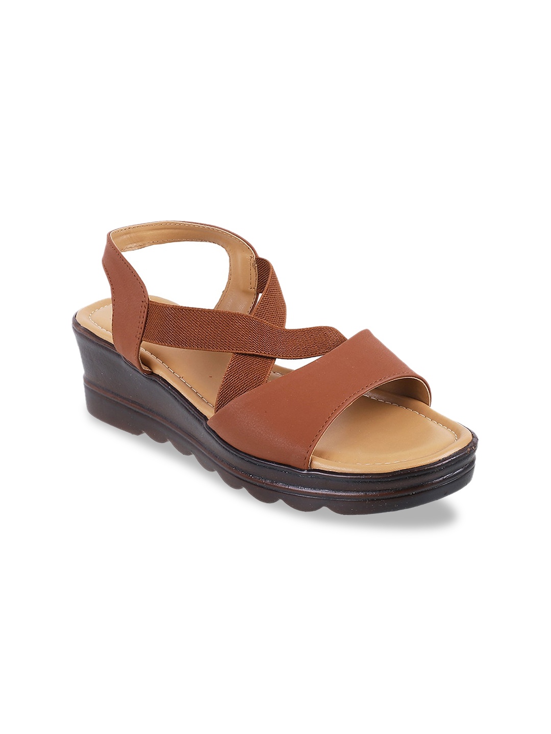 

WALKWAY by Metro Women Tan Brown Solid Wedges
