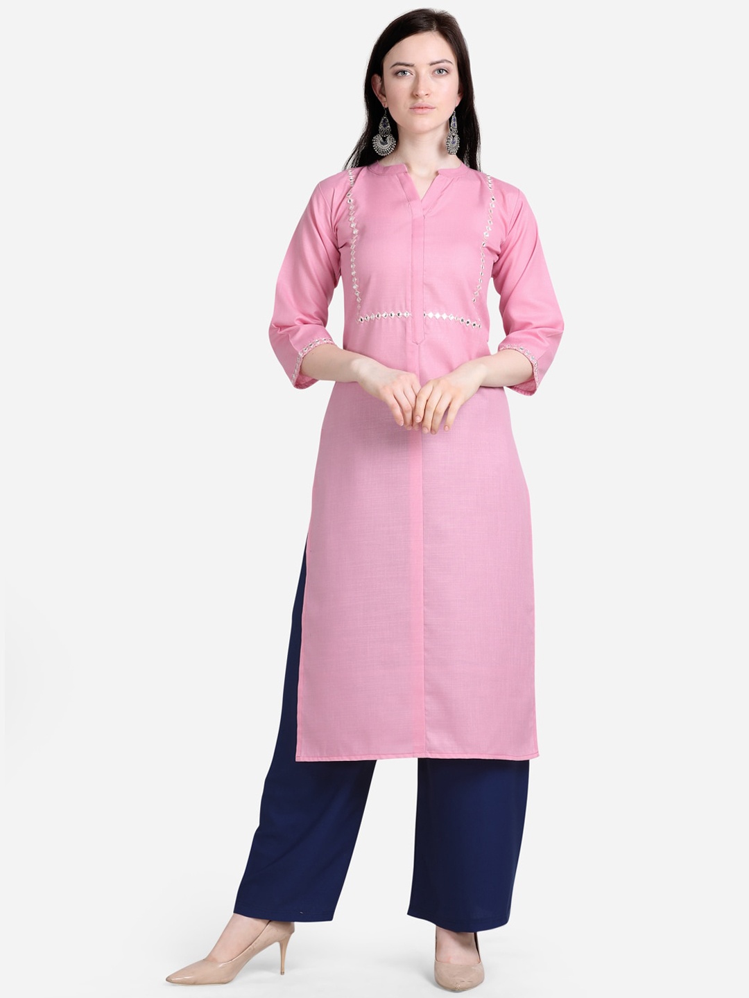 

Florence Women Pink Regular Straight Kurta & Palazzos
