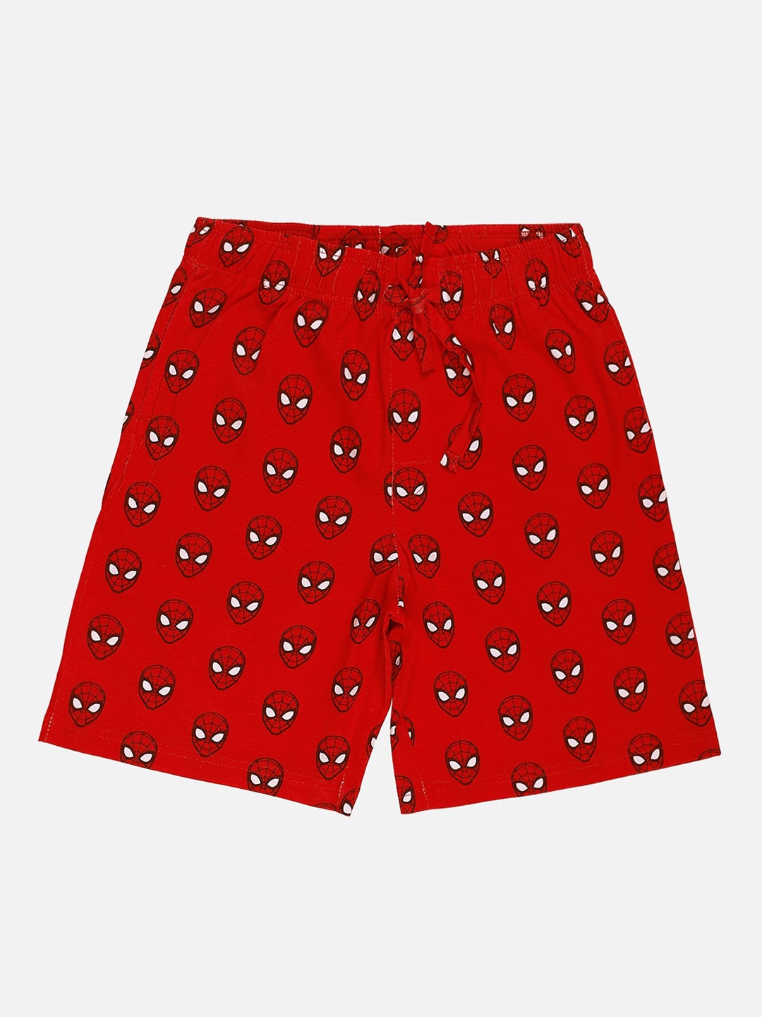 

Kids Ville Boys Red Pure Cotton Spiderman Print Regular Shorts