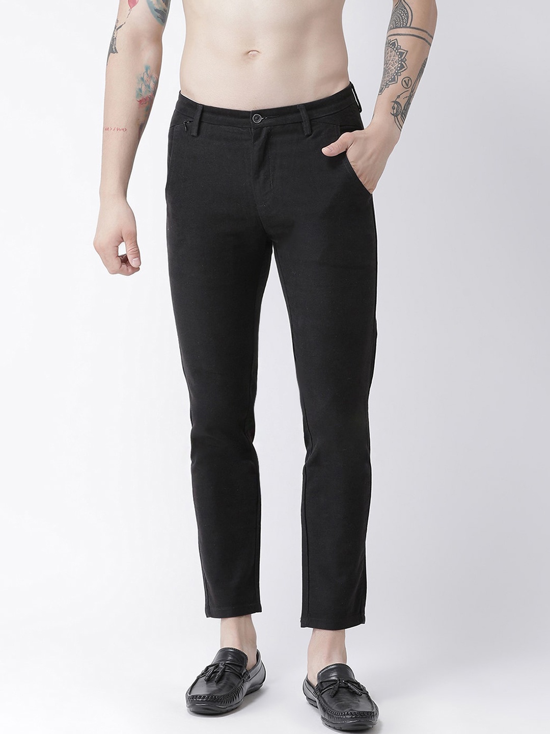 

Rex Straut Jeans Men Black Slim Fit Chinos Trousers