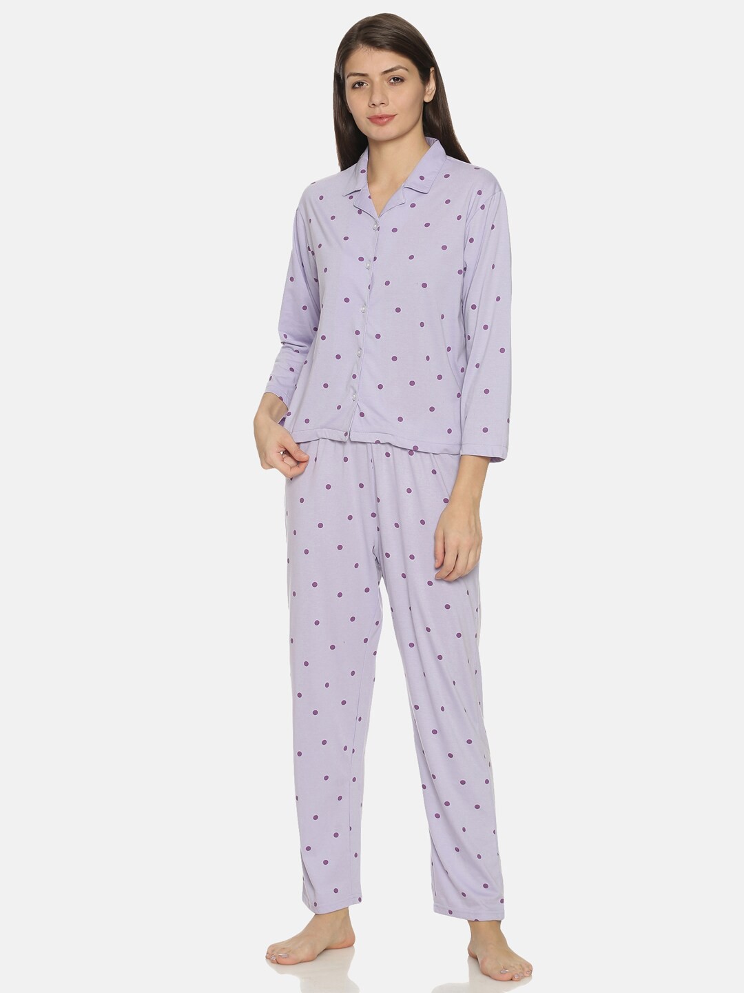 

Campus Sutra Women Purple Printed Night suit