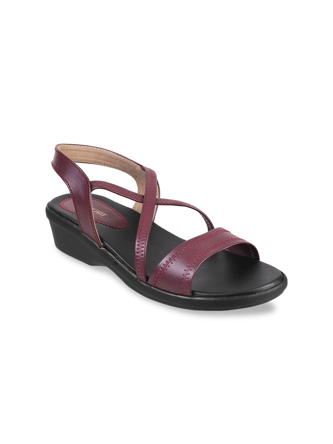 

WALKWAY by Metro Women Burgundy Solid Comfort Heels