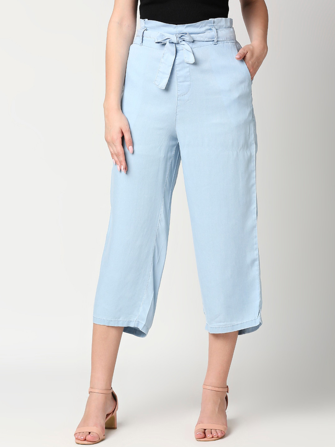 

Kraus Jeans Women Blue Loose Fit High-Rise Culottes Trousers