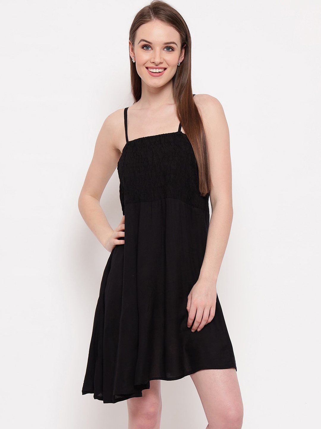 

Aawari Women Black Solid Fit & Flare Dress