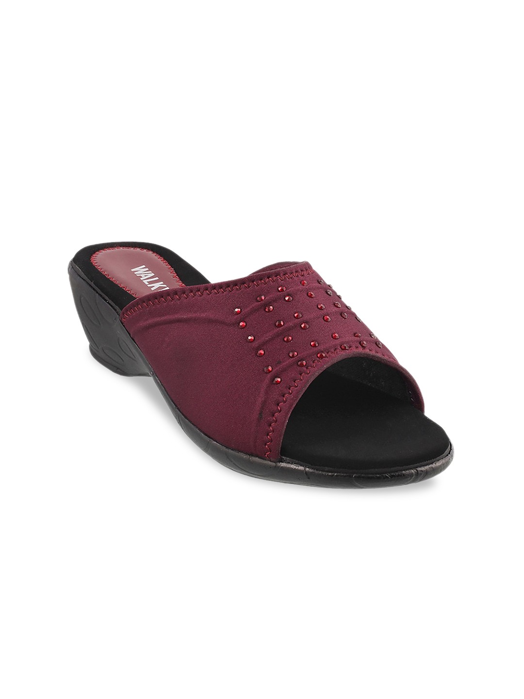 

WALKWAY by Metro Women Burgundy Embellished Comfort Heels