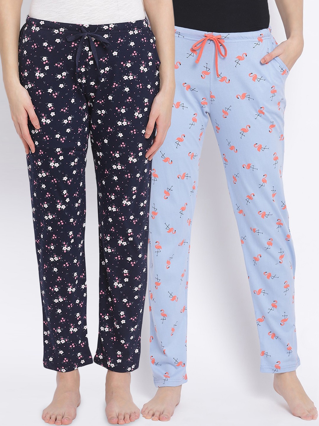 

Kanvin Women Pack Of 2 Printed Pure Cotton Lounge Pants, Violet